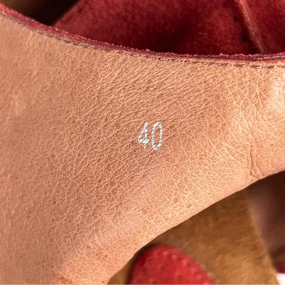 Biviel Heel Sandal Size 40 US 9.5-10 Leather Slingback Papaya Orange Suede - Picture 9 of 11